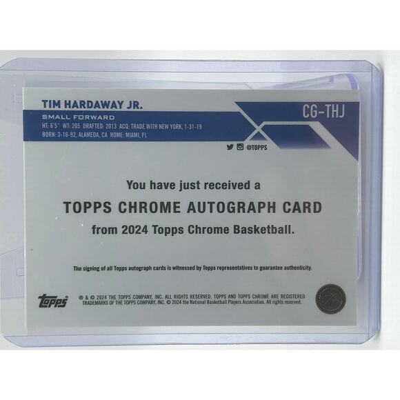 2023-24 Topps Chrome Tim Hardaway Jr Purple Geometric Auto Dallas Mavericks - Picture 2 of 2